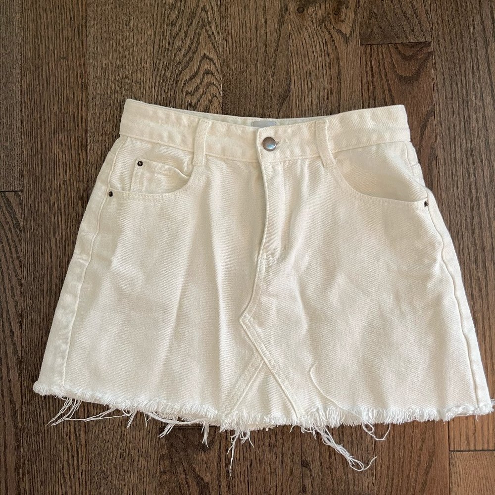 White Denim Princess Polly Mini Skirt